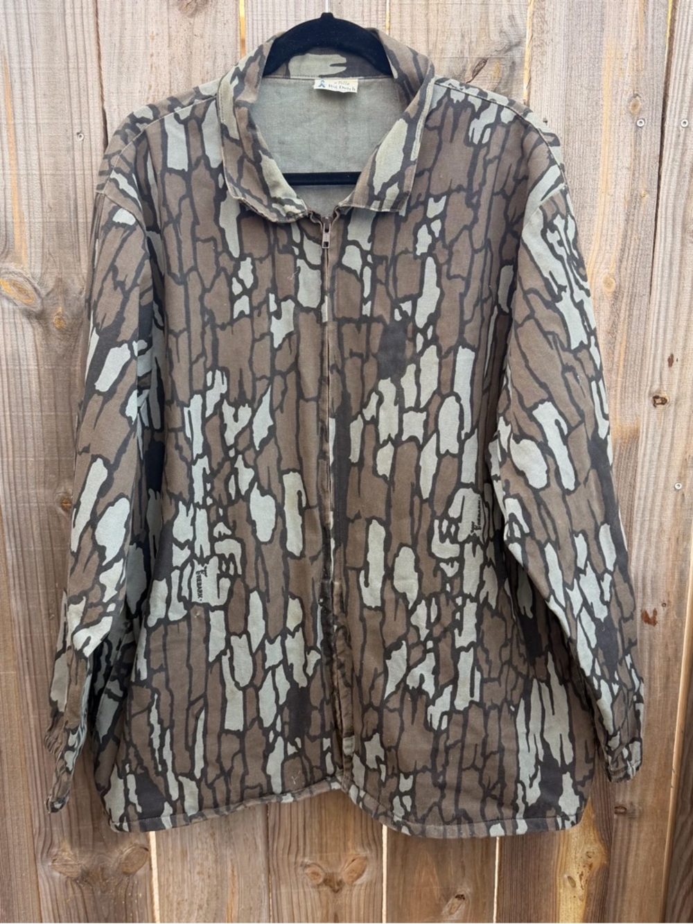 Vintage Brown & Gray Patterned Camo Zip Shirt Jacket Size XL